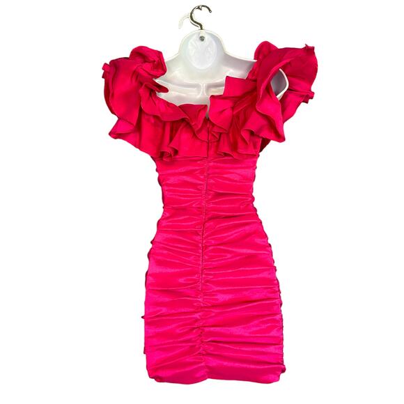 Lovers + Friends Pink Ruched Mini Dress XXS Bodycon Off Shoulder Party $168 NEW - Picture 6 of 8